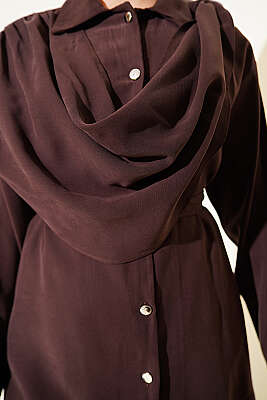 Şal Yaka Detaylı Tensel İkili Takım Kahve - İkili Takım