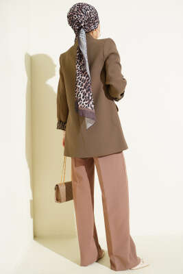 Şal Yaka Leopar Astarlı Blazer Ceket Açık Kahve - Ceket