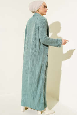 Şal Yakalı Çağla Yeşili Triko Hırka - Triko Hırka