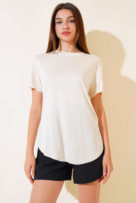 Salaş Basic T-shirt Bej - Kadın Giyim Modelleri