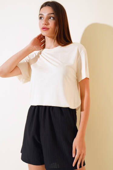 Salaş Basic T-shirt Bej - Yeni Giyim