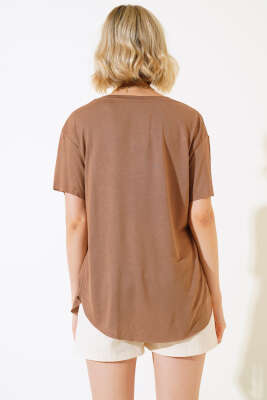 Salaş Basic T-shirt Kahve - Kadın Giyim Modelleri