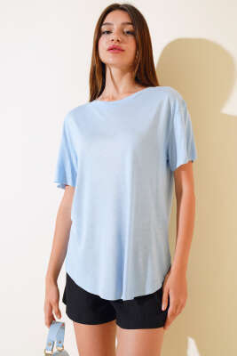 Salaş Basic T-shirt Mavi - Kadın Giyim Modelleri