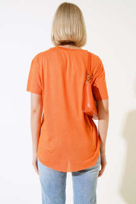 Salaş Basic T-shirt Oranj - Kadın Giyim Modelleri