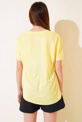 Salaş Basic T-shirt Sarı - Kadın Giyim Modelleri