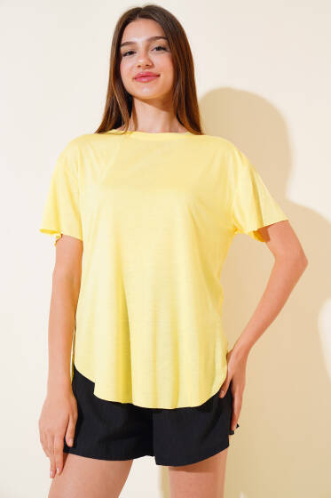 Salaş Basic T-shirt Sarı - Yeni Giyim