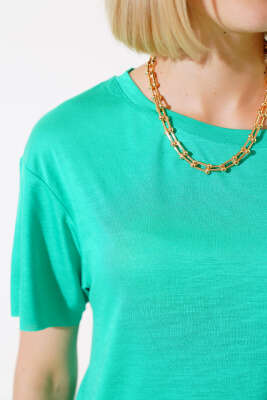 Salaş Basic T-shirt Yeşil - Kadın Giyim Modelleri