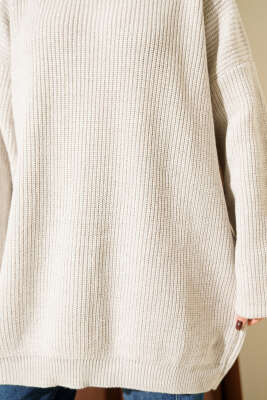 Salaş Bisiklet Yaka Simli Triko Tunik Taş - Tunik