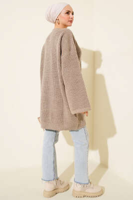 Salaş Bisiklet Yaka Simli Triko Tunik Vizon - Tunik