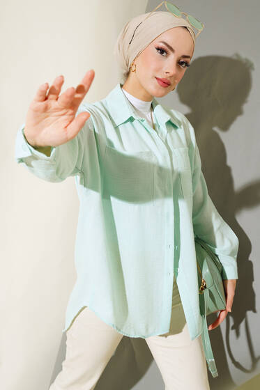 Salaş Çift Cepli Gömlek Mint - Gömlek
