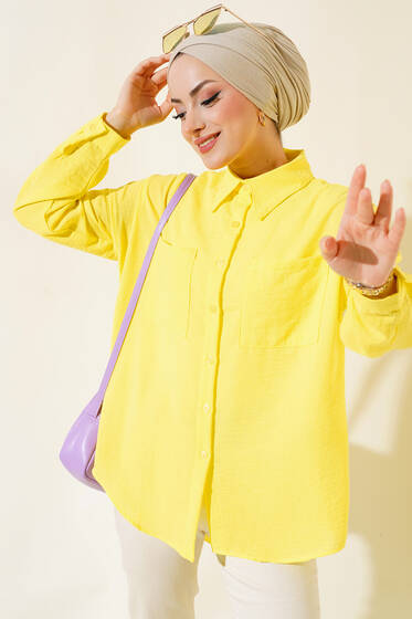Salaş Çift Cepli Gömlek Sarı - Gömlek