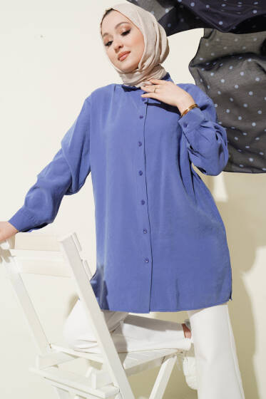 Salaş Düşük Omuz Modal Gömlek Eflatun - Gömlek