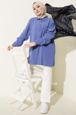 Salaş Düşük Omuz Modal Gömlek Eflatun - Gömlek