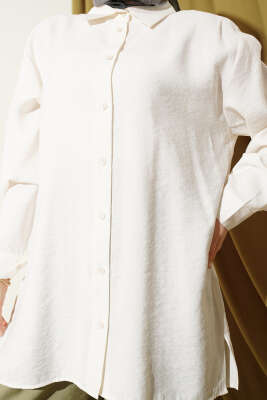 Salaş Düşük Omuz Modal Gömlek Ekru - Gömlek