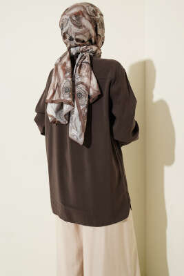 Salaş Düşük Omuz Modal Gömlek Kahve - Gömlek