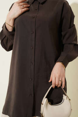 Salaş Düşük Omuz Modal Gömlek Kahve - Gömlek