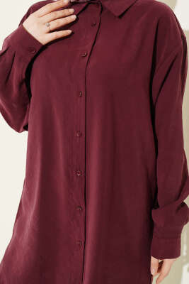 Salaş Düşük Omuz Modal Gömlek Mürdüm - Gömlek