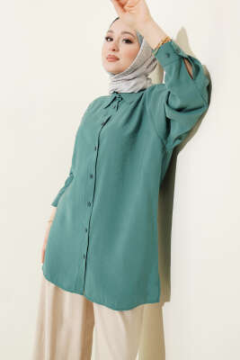 Salaş Düşük Omuz Modal Gömlek Petrol - NEFİSE