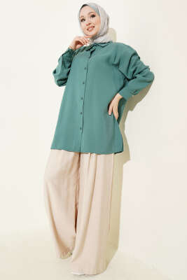 Salaş Düşük Omuz Modal Gömlek Petrol - Gömlek