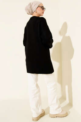 Salaş Düşük Omuz Triko Tunik Siyah - Tunik