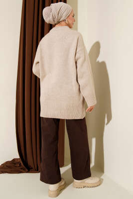 Salaş Düşük Omuz Triko Tunik Taş - Tunik