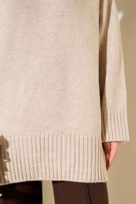 Salaş Düşük Omuz Triko Tunik Taş - Tunik