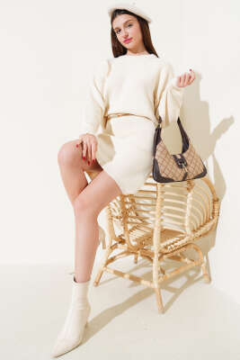 Salaş Etekli Triko İkili Takım Ekru - Kadın Giyim Modelleri