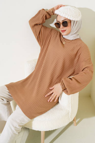 Salaş Fitilli Triko Tunik Latte - Triko