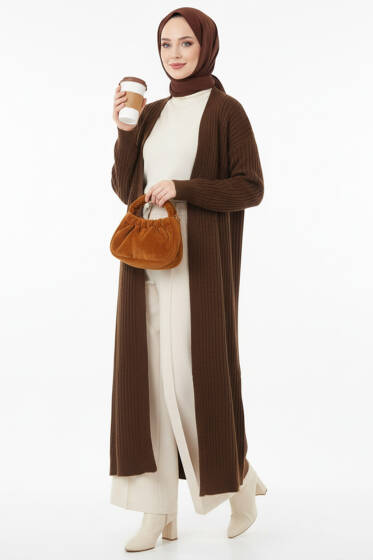 Salaş Fitilli Uzun Hırka Kahve - Hırka