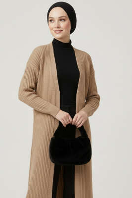 Salaş Fitilli Uzun Hırka Latte - 300-500 TL Ürünler