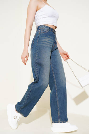 Salaş Geniş Paça Baggy Kot Pantolon Kahve Tint - Kadın Giyim Modelleri