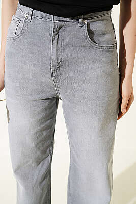 Salaş Geniş Paçalı Kot Palazzo Pantolon Gri - Kadın Giyim Modelleri