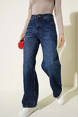 Salaş Geniş Paçalı Kot Palazzo Pantolon Mavi - ZARX JNS