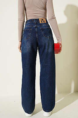 Salaş Geniş Paçalı Kot Palazzo Pantolon Mavi - Kadın Giyim Modelleri