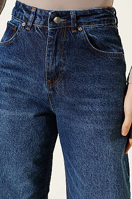 Salaş Geniş Paçalı Kot Palazzo Pantolon Mavi - Kadın Giyim Modelleri