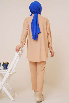 Salaş Gömlekli Bürümcük İkili Takım Bej - İKİLİ TAKIM