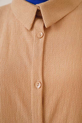 Salaş Gömlekli Bürümcük İkili Takım Bej - İKİLİ TAKIM