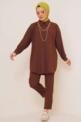 Salaş Gömlekli Bürümcük İkili Takım Kahve 