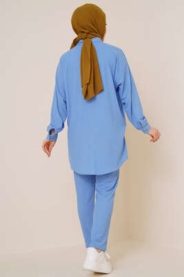 Salaş Gömlekli Bürümcük İkili Takım Mavi - İKİLİ TAKIM