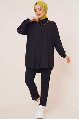 Salaş Gömlekli Bürümcük İkili Takım Siyah 