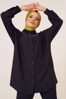 Salaş Gömlekli Bürümcük İkili Takım Siyah - İKİLİ TAKIM