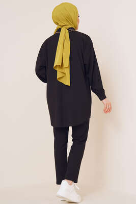 Salaş Gömlekli Bürümcük İkili Takım Siyah - İKİLİ TAKIM