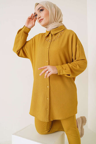 Salaş Gömlekli Bürümcük İkili Takım Yağ Yeşil - İKİLİ TAKIM