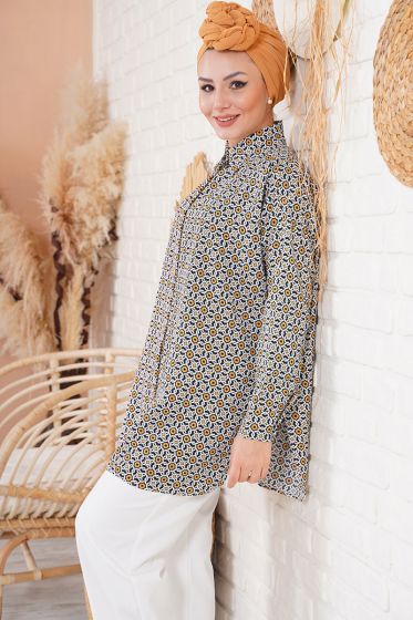 Salaş Hardal Tunik - Uzun Tunik