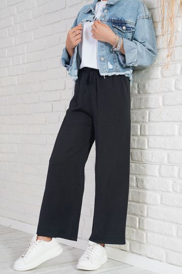 Salaş Kesim Ayrobin Siyah Pantolon - Pantolon