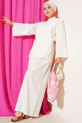 Salaş Kimono İkili Takım Ekru 