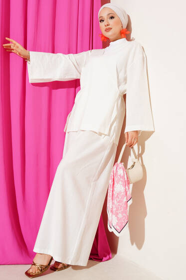 Salaş Kimono İkili Takım Ekru - İkili Takım