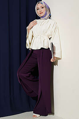 Salaş Kollu Oversize Kısa Gömlek Ekru - Gömlek