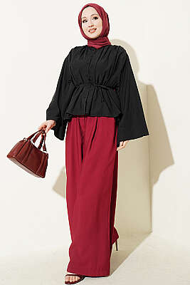 Salaş Kollu Oversize Kısa Gömlek Siyah - Gömlek