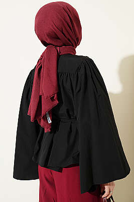 Salaş Kollu Oversize Kısa Gömlek Siyah - Gömlek